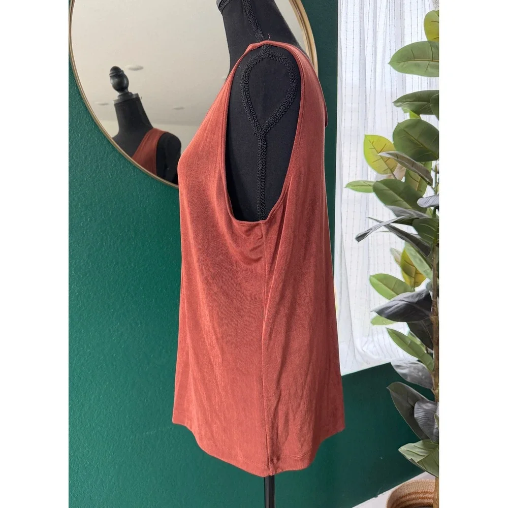 Chicos Travelers Tank Top Rust Orange Scoop Neck Acetate Stretch Size 3 XL - Picture 2 of 7